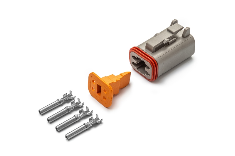 Разъем Deutsch DT06-4S (4pin) 4 контакта под сечение провода 0.5-0.8 кв.мм для ГАЗ, КАМАЗ, МАЗ, УРАЛ, DAF, IVECO, MAN, Mercedes, Renault, Scania, Tatra.