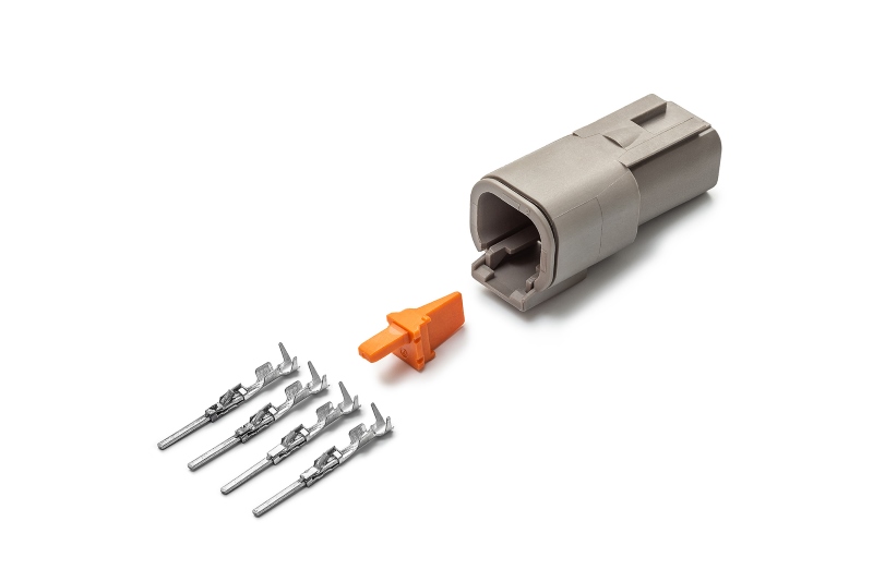 Разъем Deutsch DTM04-4P (4pin) 4 контакта под сечение провода 0.5-0.8 кв.мм для ГАЗ, КАМАЗ, МАЗ, УРАЛ, DAF, IVECO, MAN, Mercedes, Renault, Scania, Tatra.