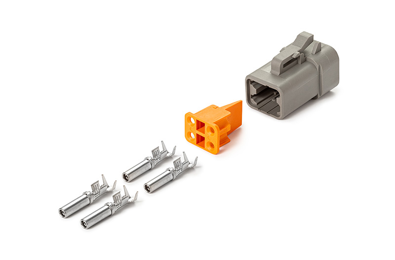 Разъем Deutsch DTP06-4S (4pin) 4 контакта под сечение провода 0.5-0.8 кв.мм для КАМАЗ, МАЗ, УРАЛ, DAF, IVECO, MAN, Mercedes, Renault, Scania, Tatra.