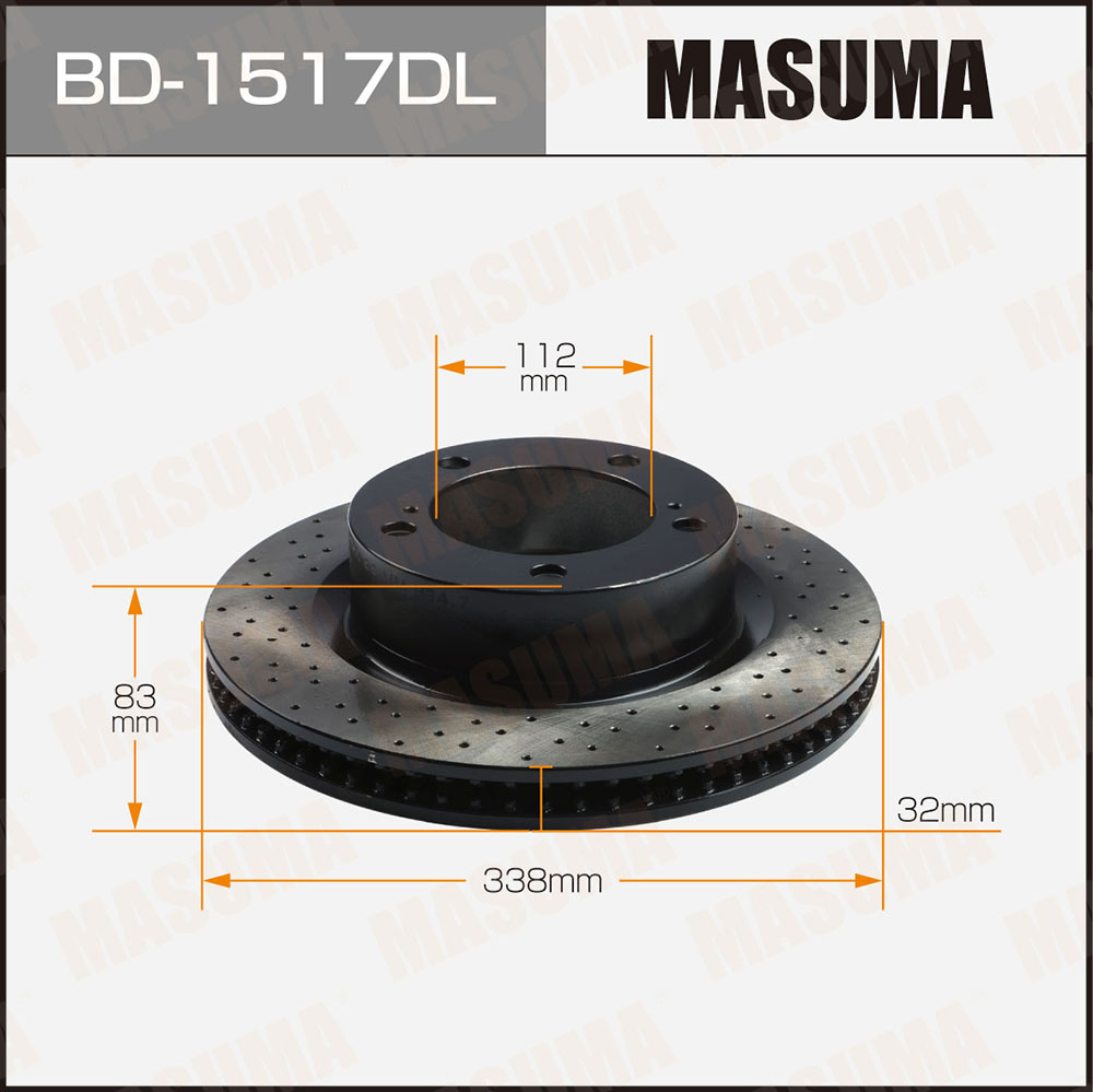 Диск тормозной Toyota Land Cruiser (J200) 07-; Lexus LX 07- передний 340 x 32 Masuma перфор. левый