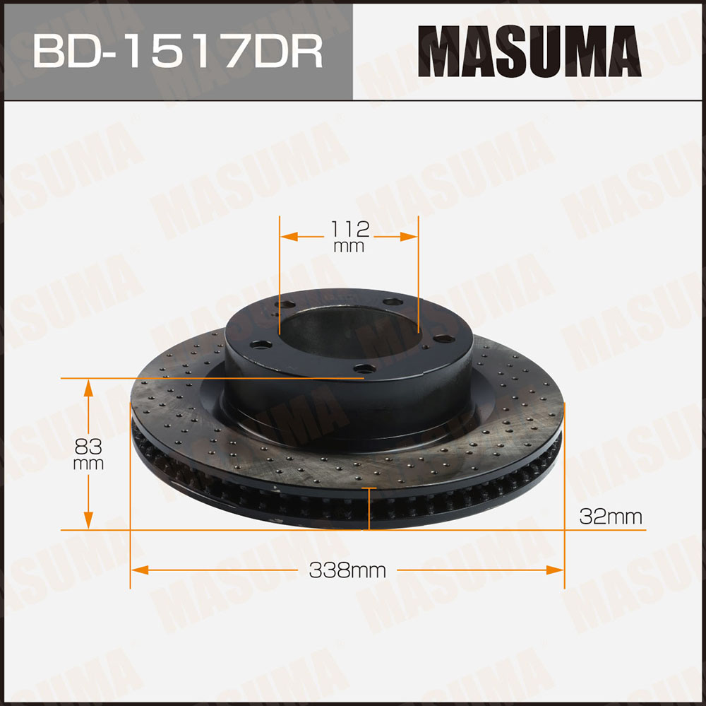 Диск тормозной Toyota Land Cruiser (J200) 07-; Lexus LX 07- передний 340 x 32 Masuma перфор. правый