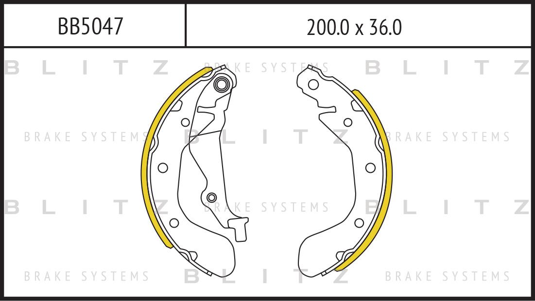 Колодки тормозные барабанные CHEVROLET Aveo/Kalos 02- BB5047