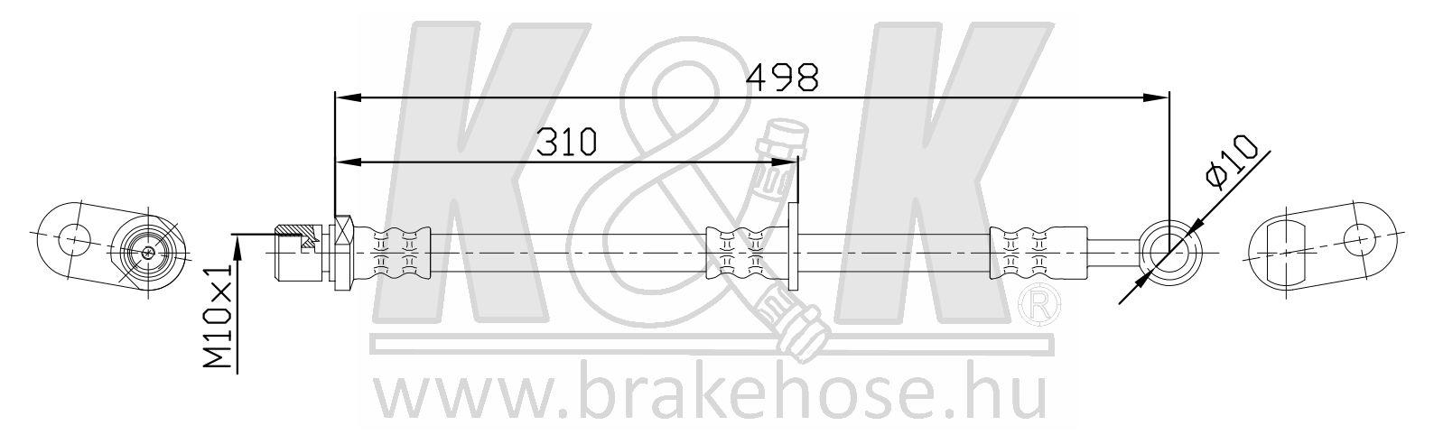 Шланг тормозной SUBARU IMPREZA (GE, GV) 2007- передний правый \ FT0501 K&K
