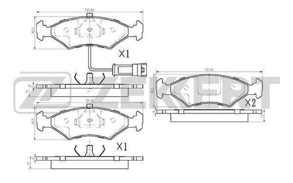 Колодки тормозные ZEKKERT BS1010 диск. передн./задн. Ford Escort III, IV 81-, Fiesta II-IV 84-, Sierra II 82-,