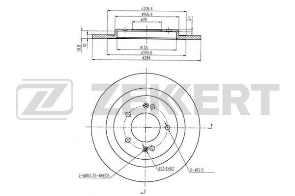 Диск тормозной ZEKKERT BS5996 зад. полный (284 x 25 x 10) Hyundai i40 11-