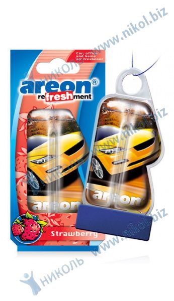Ароматизатор на зеркало Areon Refreshment гелевый Strawberry клубника*
