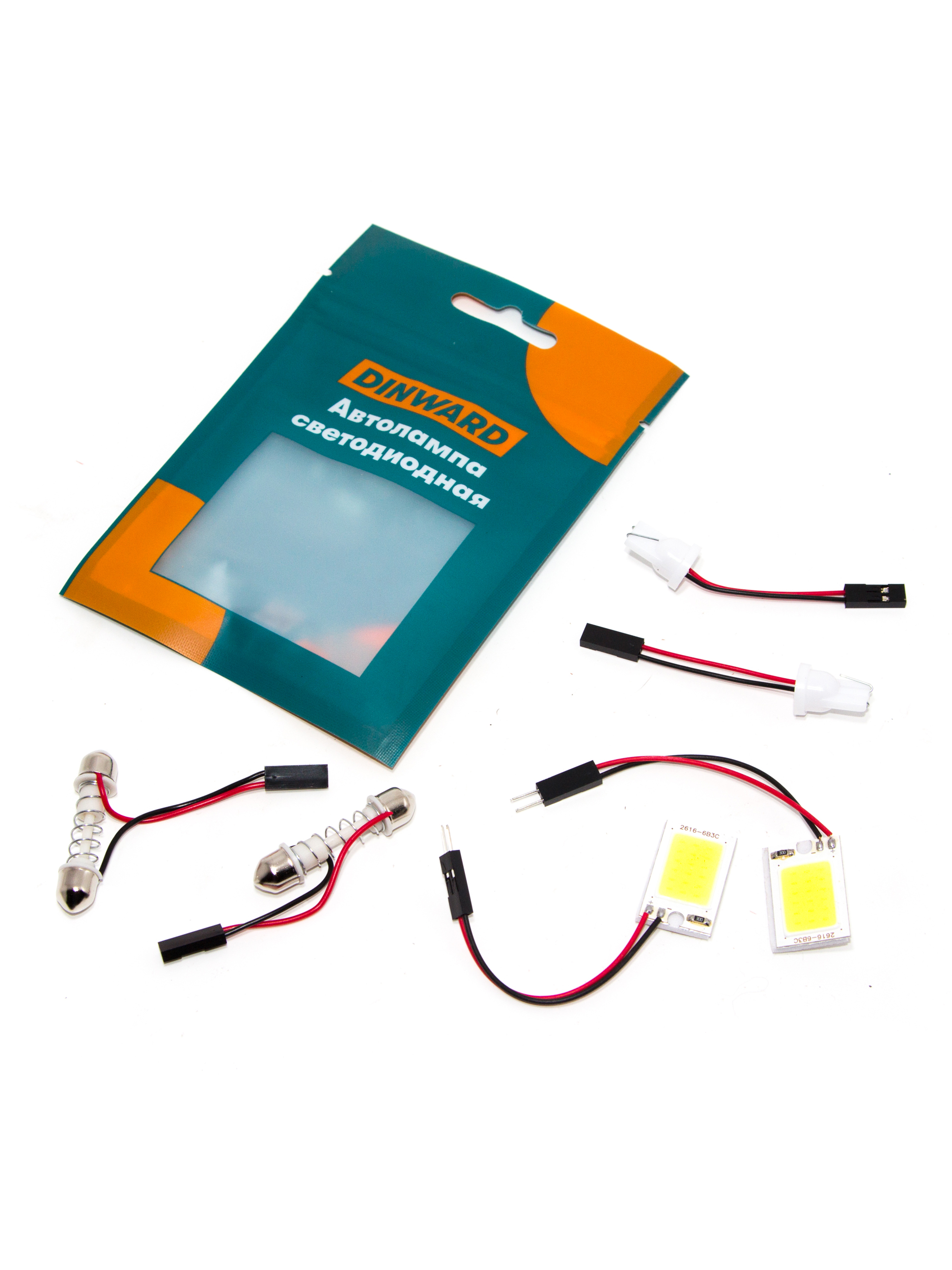 Лампа светодиод (панель) 12 V 18 SMD 26*16мм (COB спл. залив) 2 перех DINWARD (к-т=2шт)
