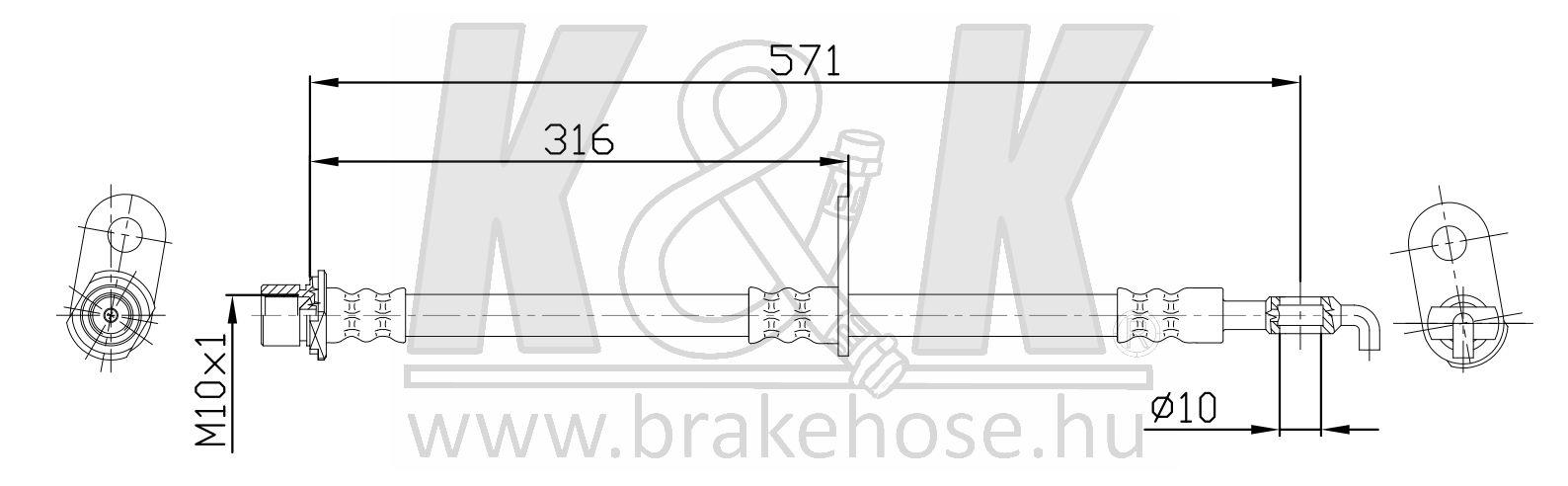 Шланг тормозной Toyota Celica 99- передний левый \ K&K FT0537