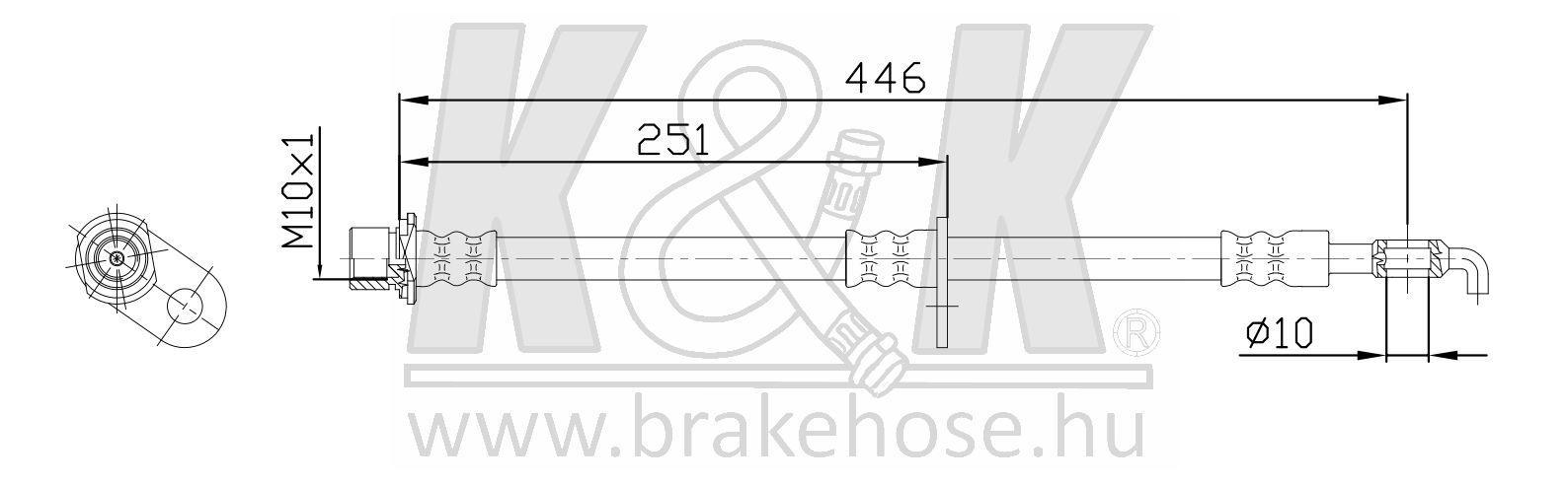 Шланг тормозной Toyota Camry (V30) 01-06, Windom 01-06 передний правый \ K&K FT0773