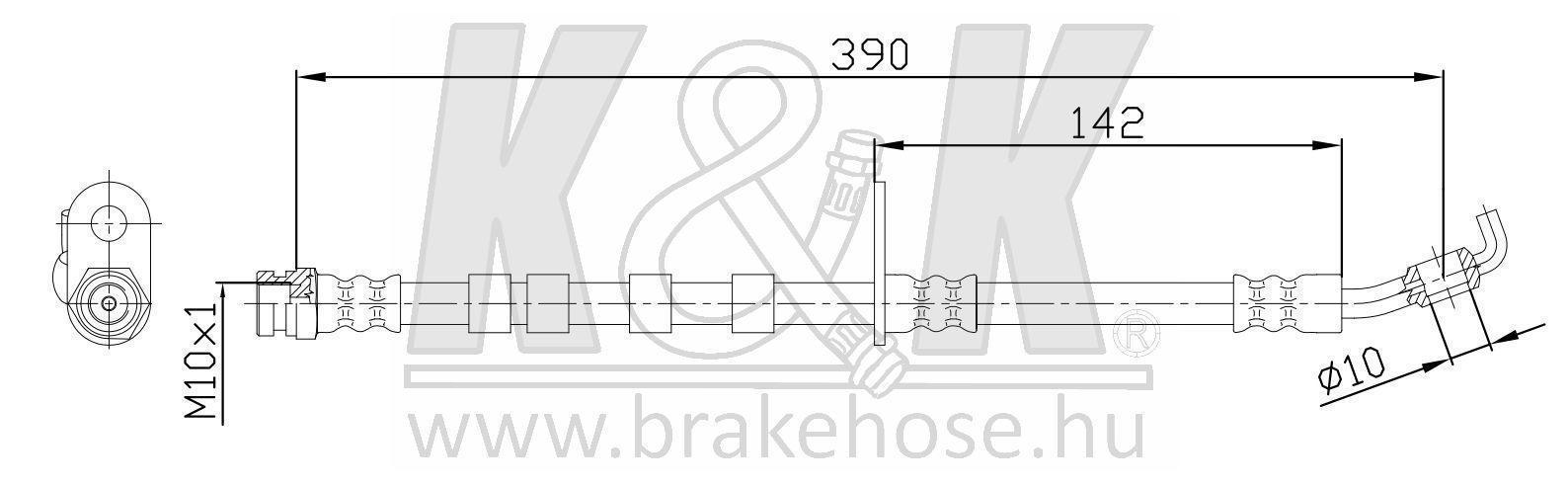 Шланг тормозной MAZDA 2 (DE_, DH_) 2007- передний левый \ FT0876 K&K