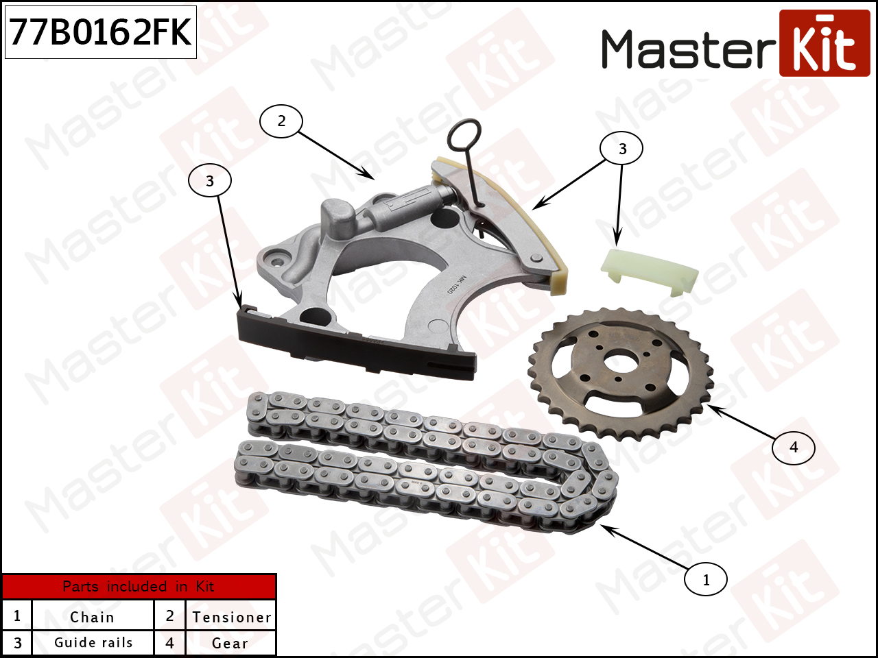 Комплект цепи ГРМ Volkswagen Touareg 4 3.0 V6/4.2FSI V8 10-/Audi A4/S4 08- MASTERKIT