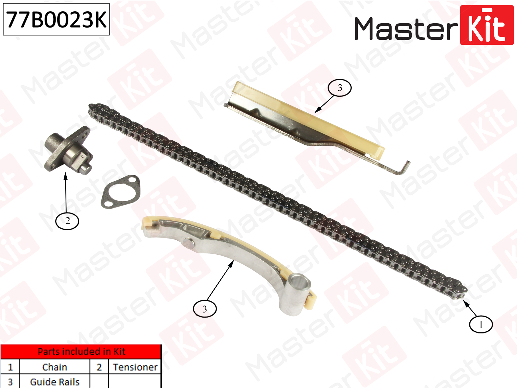 Комплект цепи ГРМ MITSUBISHI Pajero 3.2Di-D 4M41 (без звездочек) MASTERKIT