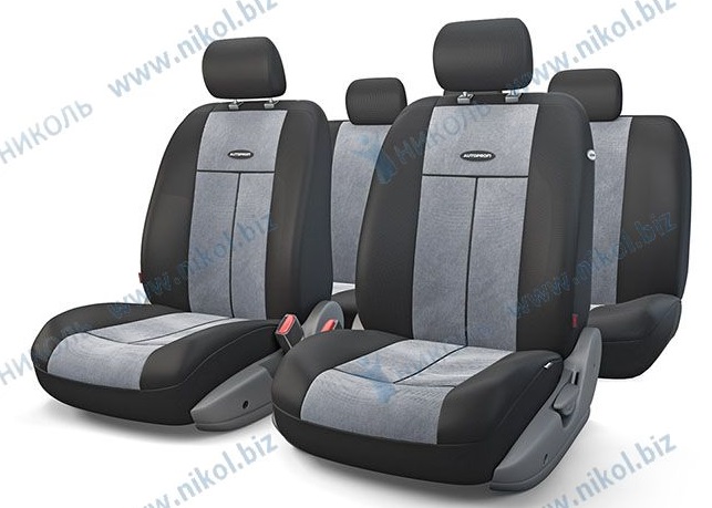 Чехлы универс AUTOPROFI TT полиэстер/велюр AIRBAG (9 предм) черный/т.серый М
