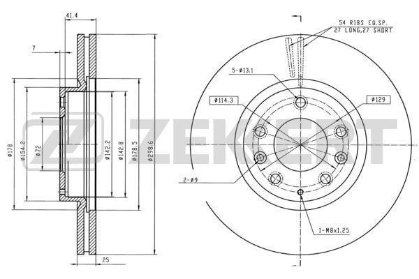 Диск тормозной Mazda 6 (GH) 07-13 передний 299 x 25 Zekkert