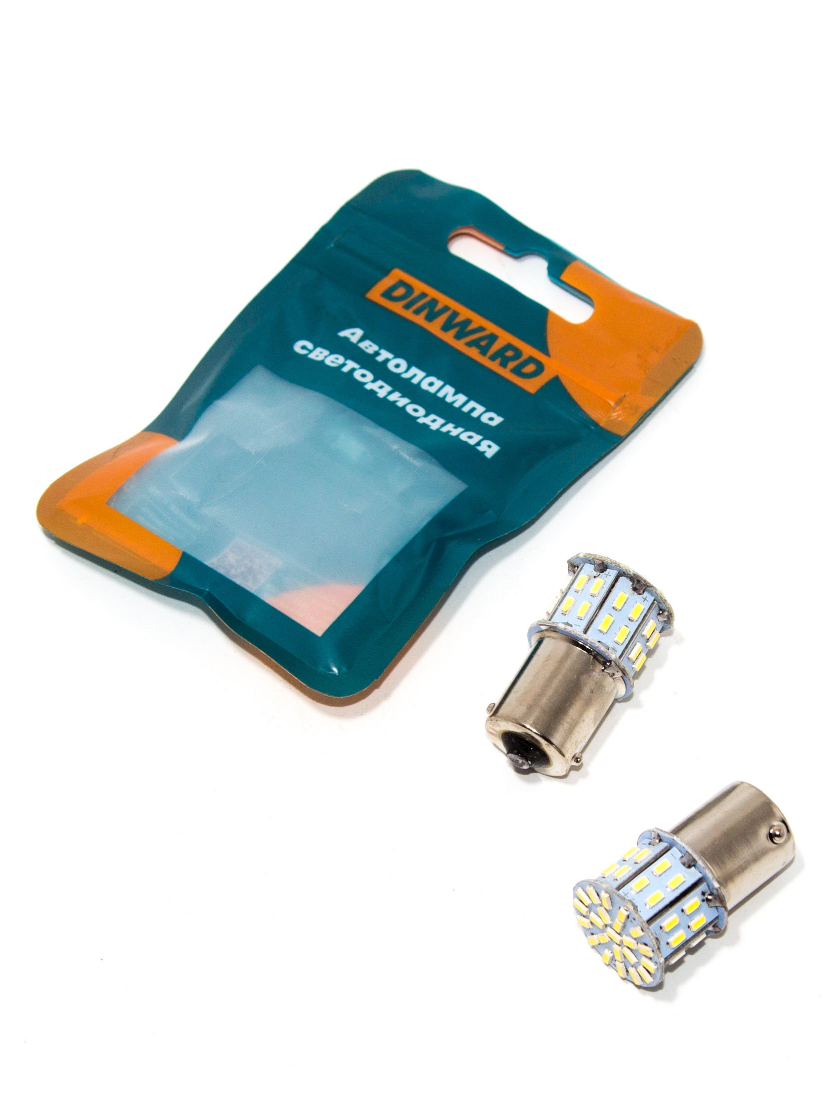 Лампа светодиод 12-21 (стоп, габарит) белая 50SMD 3 этажа BA15s DINWARD (к-т=2шт)