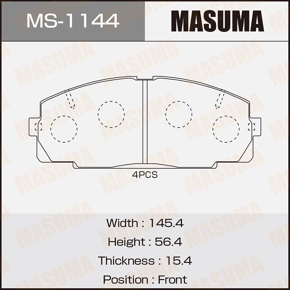 Колодки тормозные MASUMA AN-334K, NP1004, P83092 front (аналог MS-1237)