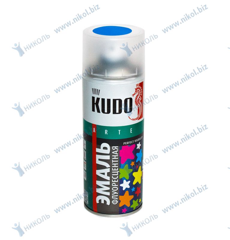 Краска аэроз голубая KUDO (520мл) флуоресцентная