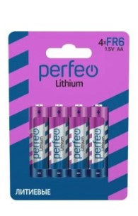 Батарейка FR6 Lithium Perfeo 4 шт блистер