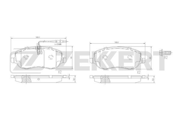 Колодки тормозные ZEKKERT BS1189 диск. передн. Peugeot 807 02-, Expert 00-, Citroen C8 02-, Lancia Phedra (179