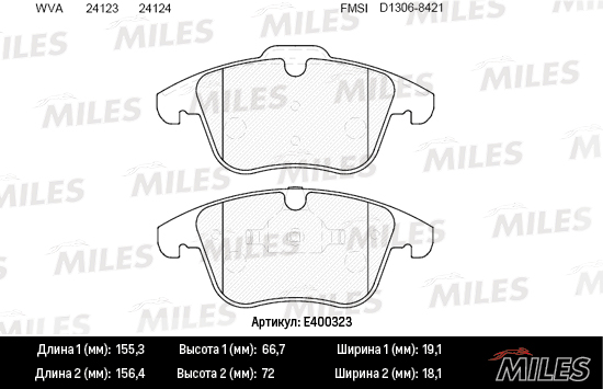 Колодки тормозные MILES Low-metallic JAGUAR S-TYPE/XF/XJ/XK 2.5-4.2 99- передние