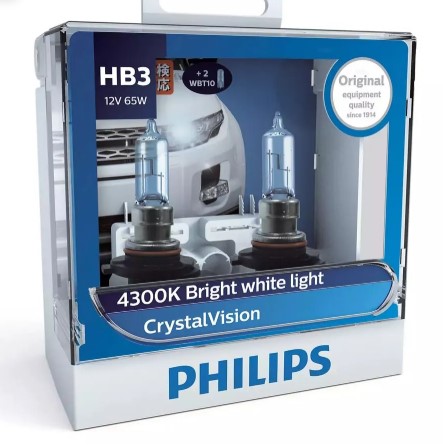Лампа 12 В HB3 65 Bт галогенная Philips CrystalVision 2шт+ QR код подлинности
