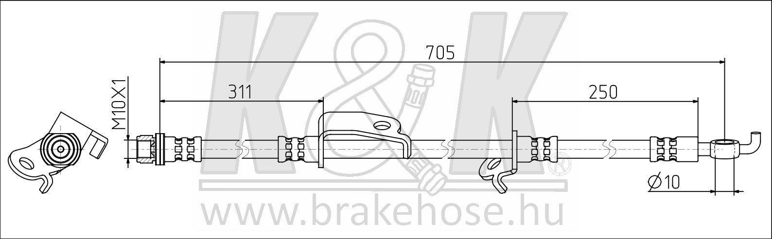 Шланг тормозной Toyota Rav 4 12- передний левый \ K&K FT1519