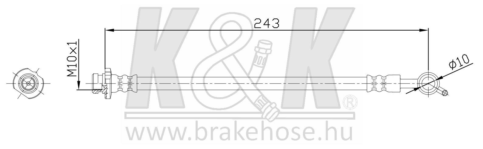 Шланг тормозной Nissan X-Trail (T31) 07-14 задний правый \ K&K FT0862