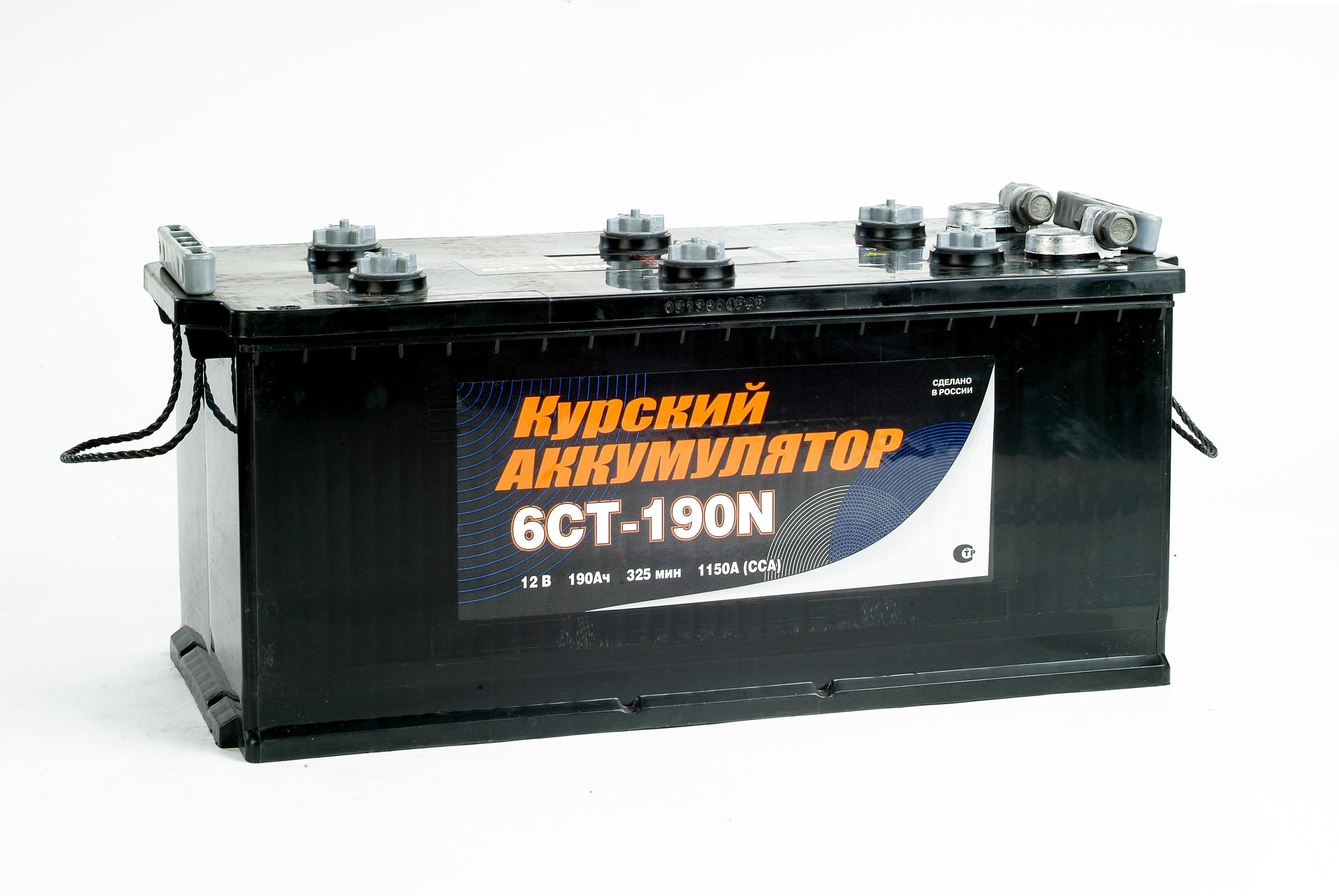 Аккумулятор 190 А/ч прямая полярность Курский аккумулятор ток 1200 А 525x240x242 конус РАСПРОДАЖА