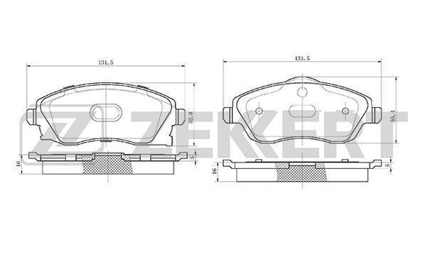 Колодки тормозные ZEKKERT BS1234 диск. передн. Opel Combo I-II 01-, Corsa C III 00-, Meriva A 03-, Tigra B II