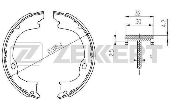 Колодки тормозные ZEKKERT BK4162 бараб. задн. Dodge Nitro 07-, Jeep Cherokee III 01-, Wrangler (JK, YJ, SJ) 86