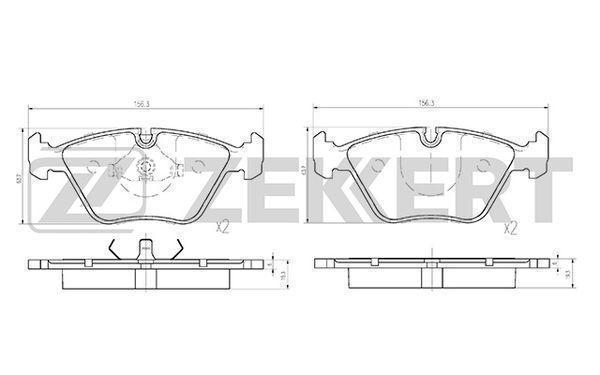 Колодки тормозные ZEKKERT BS1210 диск. передн. BMW 3 (E36) 92-, 5 (E34) 88-, 7 (E32) 86-, Z3 (E36) 97-, Z4 (E8