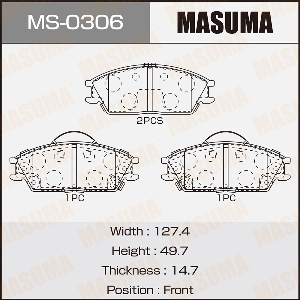 Колодки тормозные Hyundai Accent (ТагАЗ), Getz 02- передние MASUMA