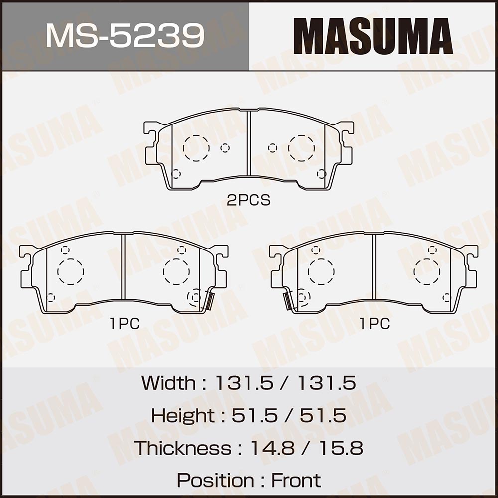 Колодки тормозные Mazda 323 (BJ) 98-04, 626 (GE, GF) 91-02, Premacy 99-05 передние MASUMA
