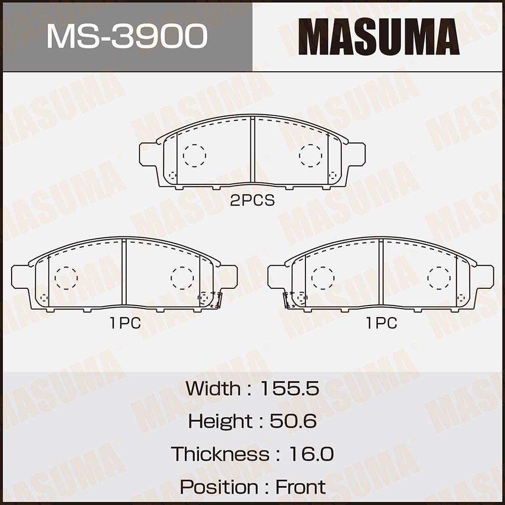 Колодки тормозные Mitsubishi L200 05-, Pajero Sport 08- передние MASUMA