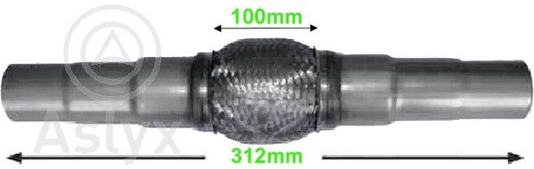 Гофра глушителя УНИВЕРСАЛЬНАЯ L=312MM(ГОФРА 100MM) / D=45/48/55MM_ASLYX