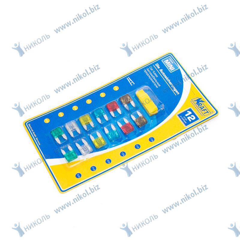 Предохранитель флажковый Mini 5-30А KRAFT (12 шт) с захватом
