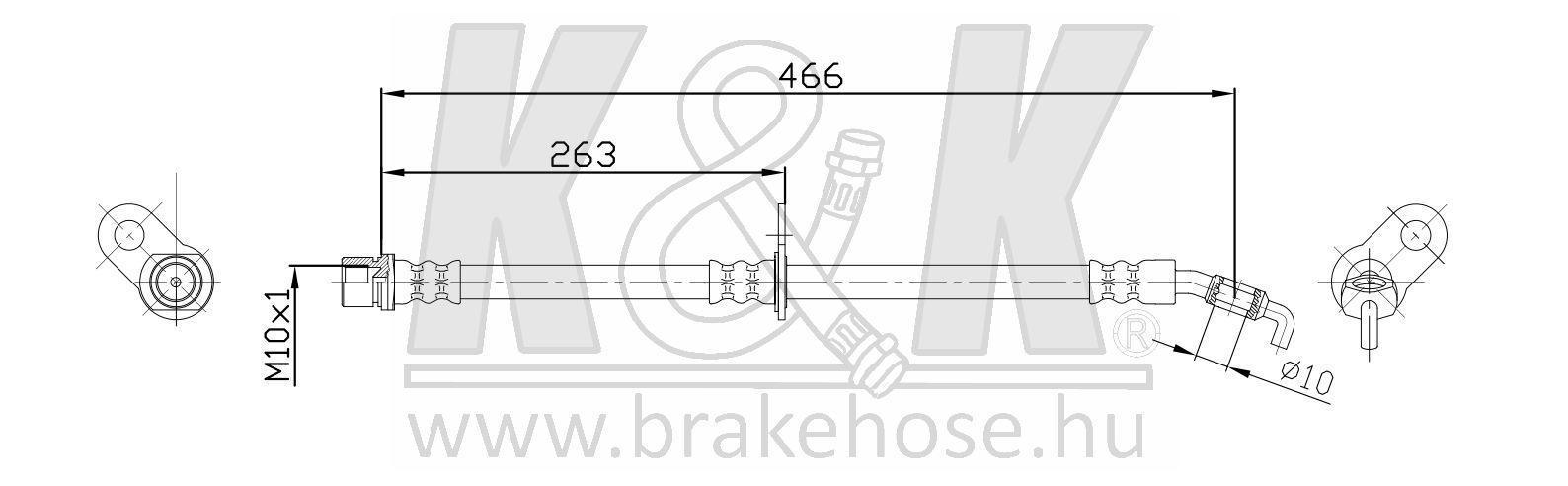 Шланг тормозной Toyota Rav 4 94-00 передний правый \ K&K FT1427
