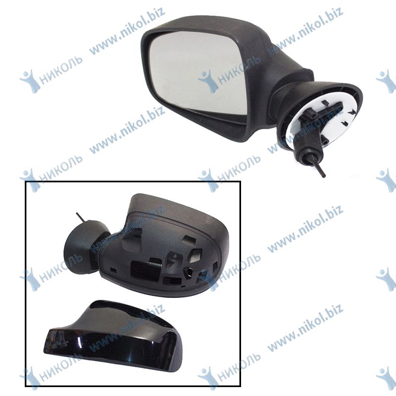 Зеркало бок Renault Logan, Largus /механическое, сфера, накладка под покр/ Гранд Ри Ал левое