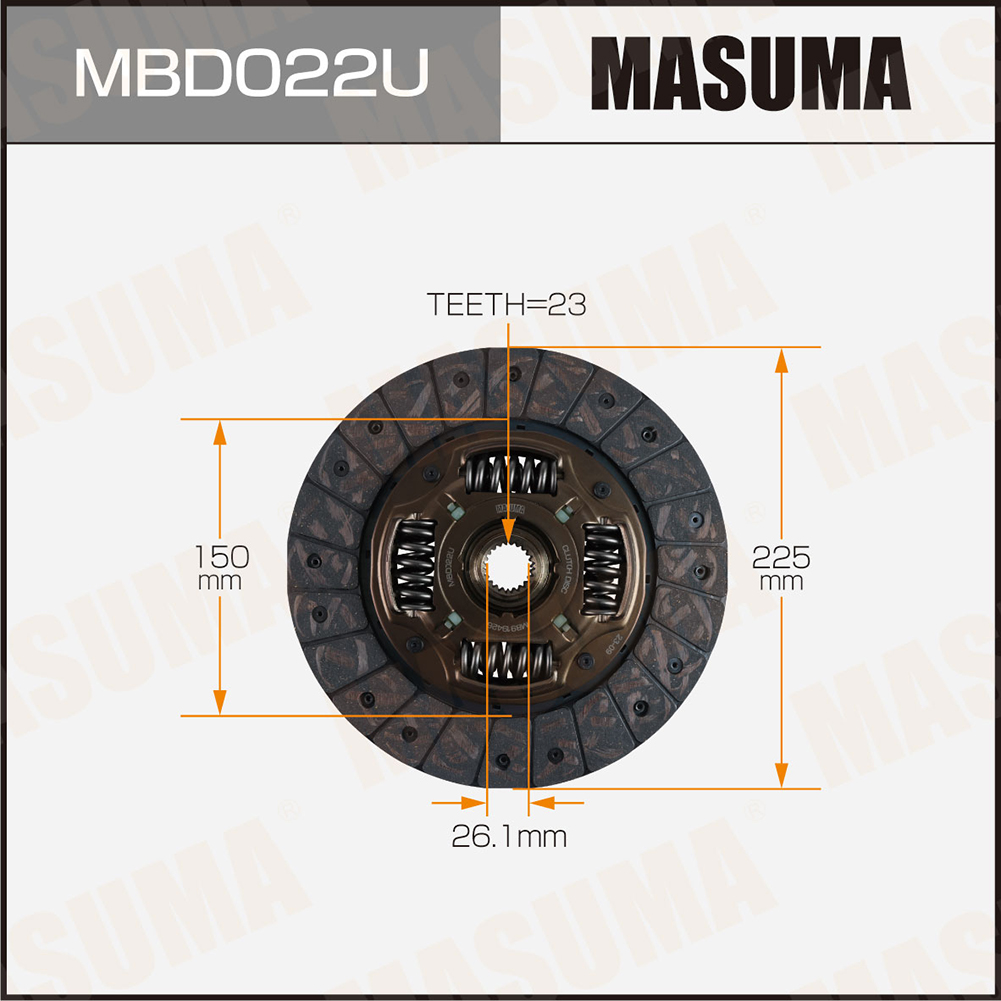 Диск сцепления 225 x 150 x 23 x 261 Masuma