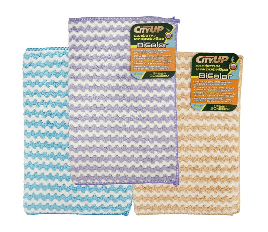 Салфетка City Up микрофибра BiColor 30 х 38 см 3 шт.