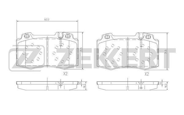 Колодки тормозные ZEKKERT BS1121 диск. передн. MB CL (215) 99-, C-Class (CL203) 02-, ML (W163) 00-, S-Class (W