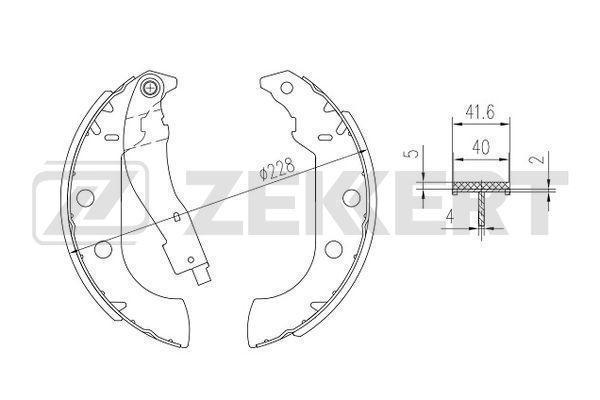 Колодки тормозные ZEKKERT BK4000 бараб. задн. Peugeot 306 93-, 405 I, II 87-, Citroen Xsara Break 97-, ZX 91-