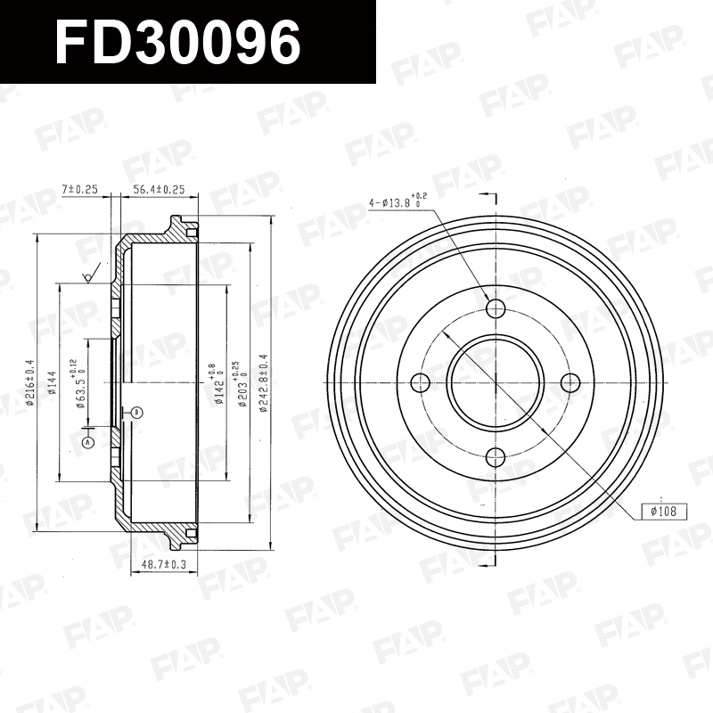 Барабан тормозной FORD Mondeo 1.6L 1993.02-1996.08 Антикоррозийное покрытие GEOMET® FAP