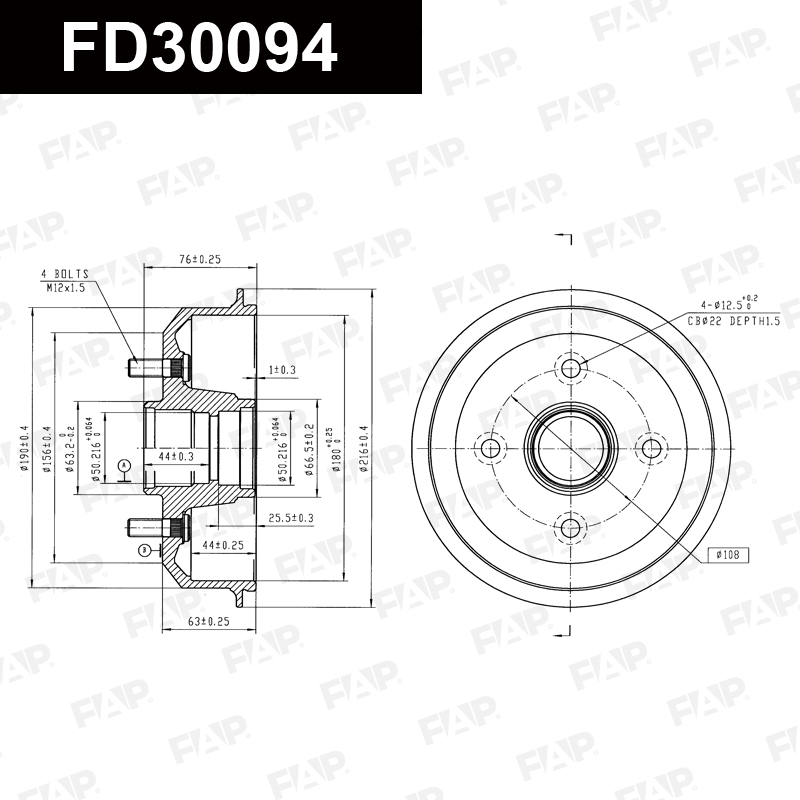 Барабан тормозной MAZDA 121 1.2L 1996.01-2002.10 Антикоррозийное покрытие GEOMET® FAP
