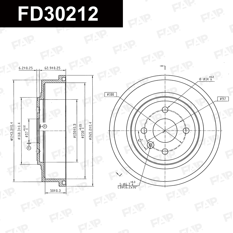 Барабан тормозной OPEL Astra 1.2L 2000.09-2004.07 Антикоррозийное покрытие GEOMET® FAP