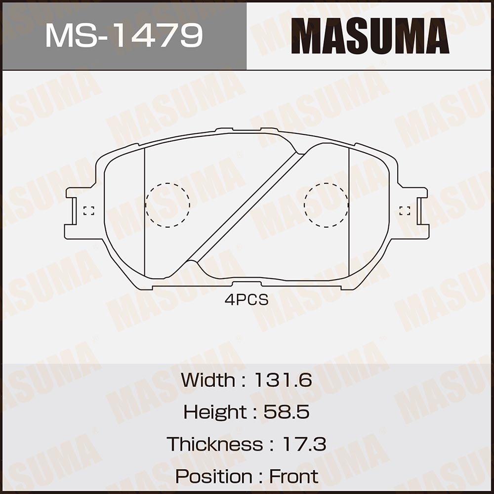 Колодки тормозные Toyota Camry (V30) 01-06; Lexus ES 01-04, IS250 05-13 передние MASUMA