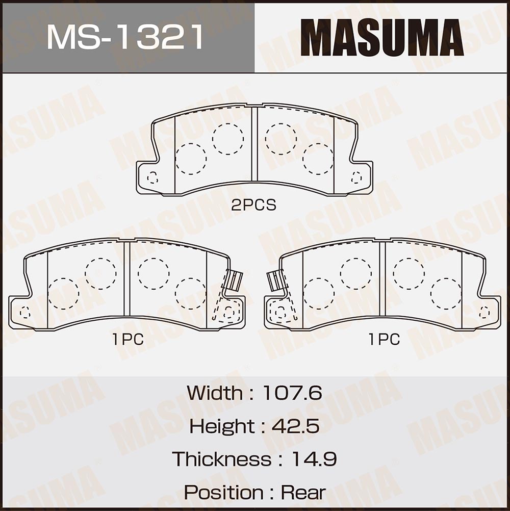 Колодки тормозные Toyota Camry 90-, Caldina 92-, Corona 92-; Lexus ES 96-99, RX 98-03 задние MASUMA