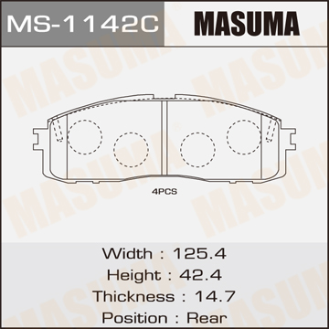 Колодки тормозные Toyota Chaser, Cresta, Crown, Mark II 88-95, Century -97 задние MASUMA