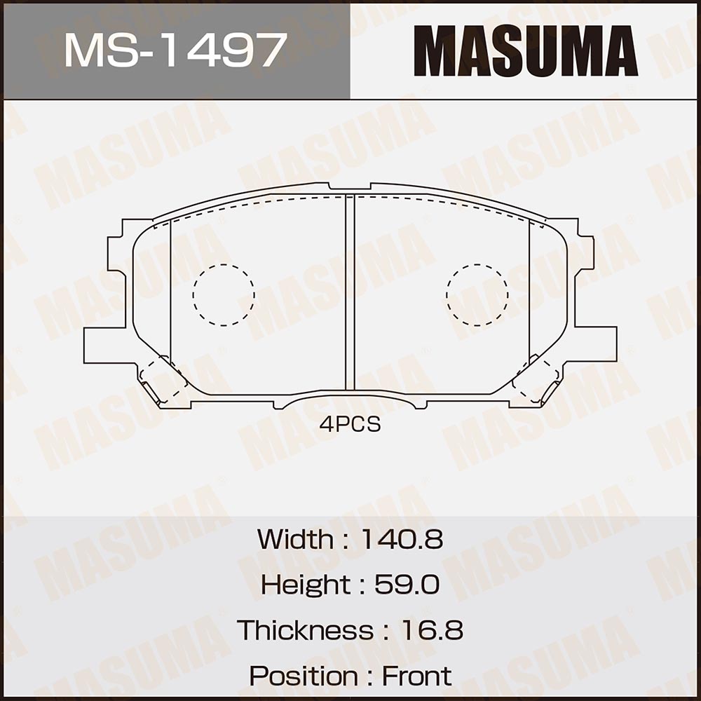 Колодки тормозные Toyota Harrier 03-12; Lexus RX 03-08 передние MASUMA
