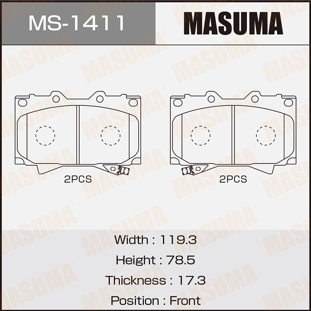 Колодки тормозные Toyota Land Cruiser (J100) 98-07; Lexus LX470 98-07 передние MASUMA